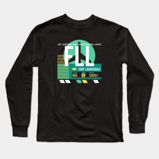 Fort Lauderdale (FLL) Airport // Retro Sunset Baggage Tag Long Sleeve T-Shirt